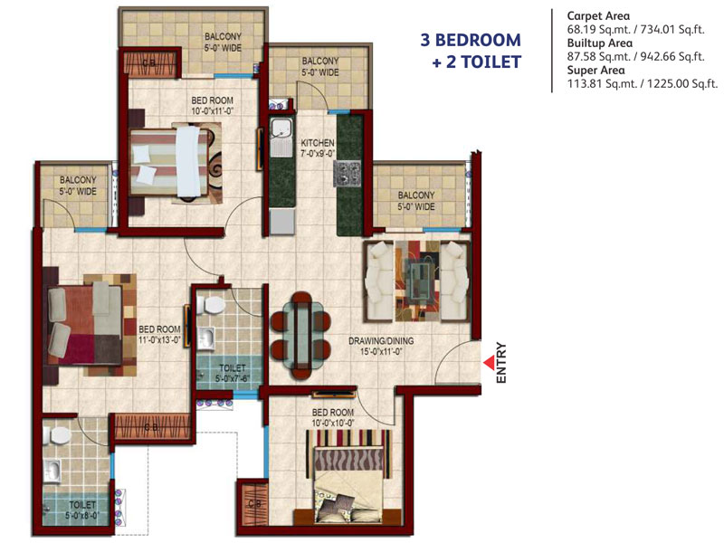 3 BHK flat for sale nirala estate phase 2